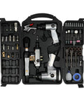 Killer 71 Piece Air Tool Set Featuring Badass 1/2 Inch Single Hammer Impact Wrench and Rapid Fire Air Ratchet Wrench in molded case.