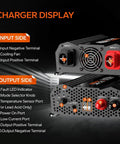 Charger display of Heavy Duty 12V 40A DC To DC Lithium Battery Charger With Smart Multi Stage Charging Plus 14.6 Volt Output.