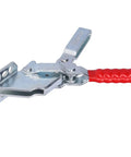 Heavy Duty Toggle Clamp Fixture Rock Solid Welding Workbench Grip 230 Kilogram Clamping Force with red handle and metal parts.