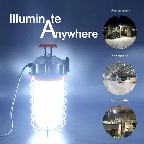 Beefy 150W LED Temporary Work Light IP64 Portable Linkable 24250 Lumens 5000K Daylight with 16.4 Ft Cord and Hook