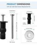 Product dimensions of 4 Pack Toilet Seat Bolts Kit With Nuts And Washers For Top Mount Hinges Fits Three Eighths Inch Mounting Holes