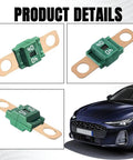 Solid As A Rock 3 Pack AMI Midi Bolt On Fuse 40 Amp Copper Plated Fork Terminals in various angles, designed for cars and trucks.