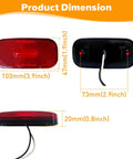 Red 3.9 Inch LED Side Marker Light dimensions with front and back view, showing wiring for automotive clearance indicator 12V