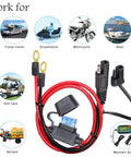 SAE To O Ring Terminal Harness With 15A Fuse, 2 Pin Quick Disconnect Plug Battery Extension Cable, 3.28 Ft 10 AWG Red Black Wires