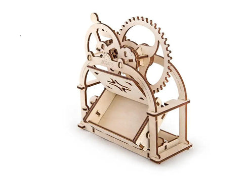 3D Self Propelled Mechanical Etui Box Kit Built From Plywood DIY Wooden Puzzle With Gear Drive Desktop Organizer Box You Assemble STEM Toy For Adults And Kids EN Manual Included Rich Brown Finish, plywood, 181x91x189 mm