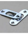 Heavy Duty Keyhole Hangers 120 Pack Built Tough Wall Mounting Hardware For Picture Frames Mirrors And Shelves Invisible Slide In Design Stainless Steel Finish showing two wall mounting clips.