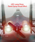 Rad SU-35 Inspired RC Plane With 4CH 2.4G Remote featuring LED lamp and flame spray visual effects, rear view angle.