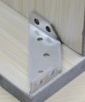 Six Pack Stainless Steel Corner Brackets for Wood Furniture, Triangular Shape, Easy Install, Heavy Duty Corner Connectors in use