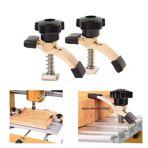 Two Piece CNC T Slot Hold Down Clamp Kit With Adjustable Pivot And Height on desktop engraving router setup