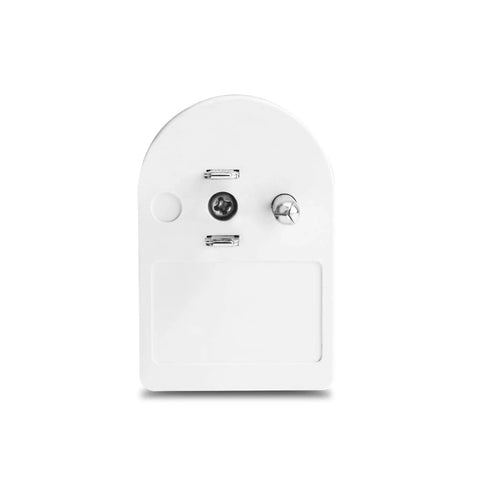 Back view of Surge Protector Wall Tap Outlet With Grounded Design And Blue Indicator Light 125V 245J ETL White Two Pack