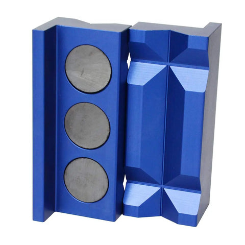 Aluminum 4 Inch Vise Jaw Protective Inserts With Magnetic Back Blue For Easy Pro Grade No Scratch Handling Of Aluminum Fittings During Assembly And Preventing Scarring On Vices