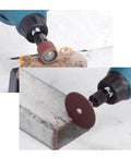 Pro Knockout 12V Cordless Angle Grinder And Compact Mini Rotary Tool features sanding and cutting attachments on wood and metal.