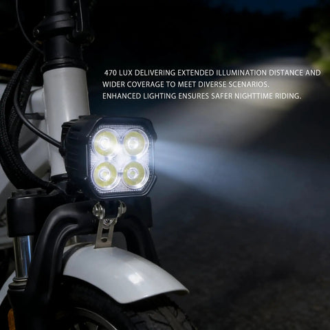 2 In 1 Headlight And Horn For Night Riding Ultra Bright 470 Lux Front Light With 75 To 100 Db Horn 3 Pin Male Connector For 36V 48V Foldable Mountain Ebikes
