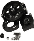 Full Metal Transmission Gearbox With Steel Gear Set For 1/10 RC Crawlers, Half Open Shell, CNC Aluminum Protective Cover shown