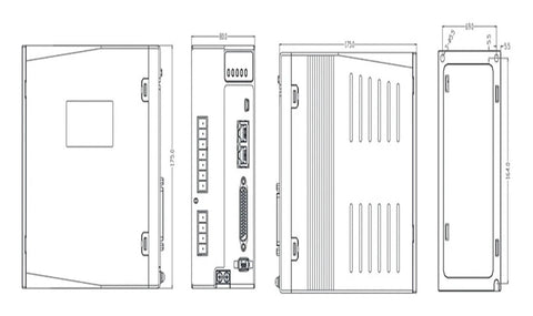 BAWAZINA L7P-1500 1500W AC servo driver with brake, 130mm frame; technical diagram with front, side, and rear views