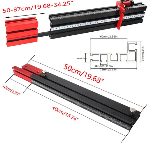Pro Grade Precision Miter Gauge For Table Saws With Aluminum Fence And Flip Stop Heavy Duty Steel Plate Crosscut Guide 50-87cm view