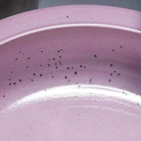 Close-up of 41Cm Dia Round Art Basin Bathroom Counter Basin Pink Color, showing speckles on porcelain surface.