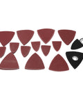Heavy Duty Oscillating Tool Sanding Kit With Triangular Finger Pads And 100 Sandpaper Sheets, assorted triangular pads for detailed wood sanding.