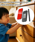 Child tries opening drawer secured with No Drill Magnetic Cabinet Door Catch With Ultra Strong Adhesive Mount Drawer Magnet Latch