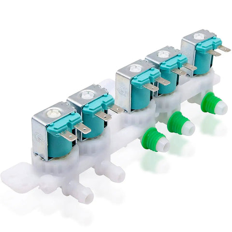 Water Inlet Valve Assembly for Washer Replacement Upgrade 5 Solenoid Leak Proof Two Threaded Ports For Hot And Cold Water Lines Fits WA45H7000AW WA48H7400AW Easy Install Direct Replacement
