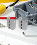 Folding Cabinet Hinges Set 4 Stainless Steel With Silent Operation No Fuss 4 Hole Design shown with installation tools