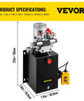 Beefy 12V DC Hydraulic Pump Dual Acting Unit With 11.4L Tank And Brass Gauge For Dump Trucks, Trailers, Heavy Duty Lifts