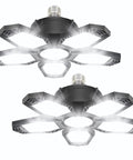 Two Pack 120W LED Garage Ceiling Lights, 12,000 Lumens Of Daylight 6500K, Deformable Panels For Maximum Coverage, E26 E27 Shop Light