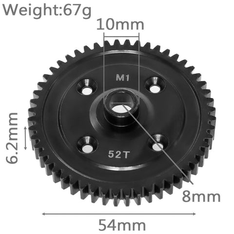 Steel Spur Gear 52T M1.0 For Traxxas One Eighth Sledge Monster Truck CNC Machined Replacement Hardened Steel Part 9652 9652X