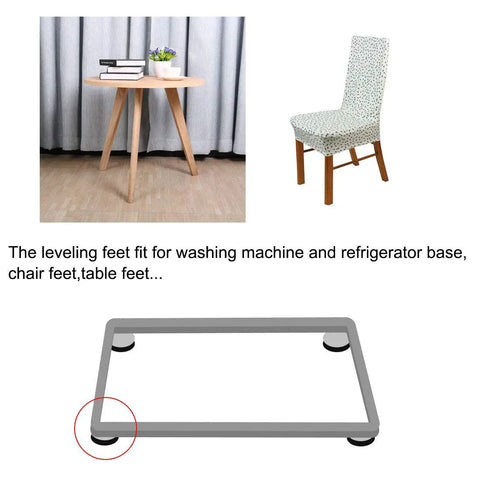 Rock Solid M10x17mm Screw Adjustable Leveling Feet 10 Piece Pack shown with furniture table and chair for stability.