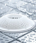 Straight Up The Best Bathtub Drain Guard Quick Install Shower Hair Catcher fits standard drain, white design, keeps drains clear.