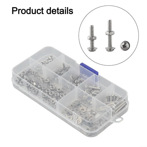 Dope 320 Piece 3Mm Stainless Steel Hex Socket Screw Kit With Five Lengths 6Mm 8Mm 12Mm 16Mm 20Mm Plus 100 Nuts And 120 Washers Premium 304 Stainless Fasteners For DIY Projects And Repairs, assorted parts in storage box