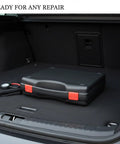 Grab And Go Hardware Organizer Portable Black Plastic Tool Box with Strong Carry Handle in car trunk for on-the-go tidy up