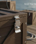 Stainless Steel Toggle Latch 2.6 Inch For Toolboxes And Storage Cases With Spring Loaded Catch on wooden crate