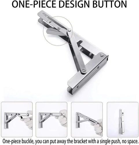 One-piece design of Four Pack Folding Shelf Brackets Built To Last Heavy Duty Wall Mount Triangle Design For Floating Shelves And Desks
