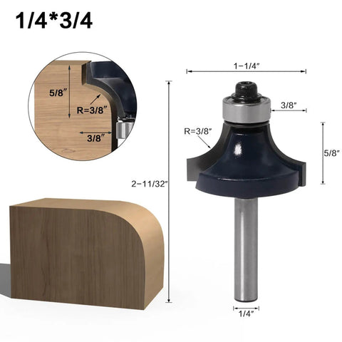 Image of Hot New 3 Piece 1/4 Inch Shank Carbide Router Bit Set With Bearing Guide for smooth chamfering on MDF.