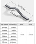 Diagram showing dimensions of a brushed gold aluminum alloy sleek cabinet handle with 160mm hole distance