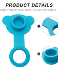 Blue Silicone Bath Tub Plug for Standard Sink Drains with bear design, flexible material, easy one-handed removal.