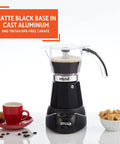 6 Cup Or 3 Cup Electric Espresso Maker Black Coffee Machine For Cuban Coffee Moka And Espresso Drinks With Durable Cast Aluminum Base And Easy To Use Controls
