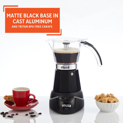 6 Cup Or 3 Cup Electric Espresso Maker Black Coffee Machine For Cuban Coffee Moka And Espresso Drinks With Durable Cast Aluminum Base And Easy To Use Controls