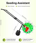 Diagram of 12 Nozzles Hand Push Garden Seeder For Slopes And Terraces, showing dimensions and features for efficient seeding.