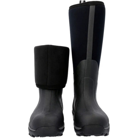 Mens Arctic Sport Tall Boots In Black Size 10 Medium, showing fleece lining and thick neoprene bootie for winter cold.
