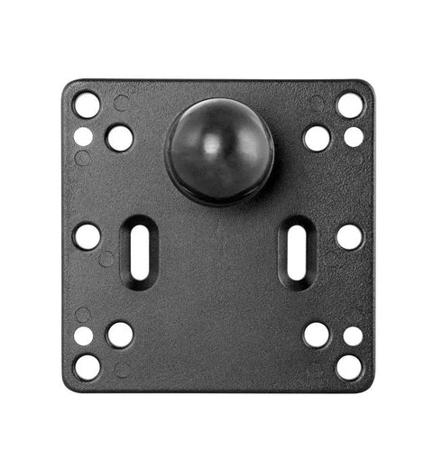 Heavy Duty VESA 75 To 38mm Ball Adapter Bracket For TV Monitor Stands Industrial Aluminum Conversion Plate top view with mounting holes.