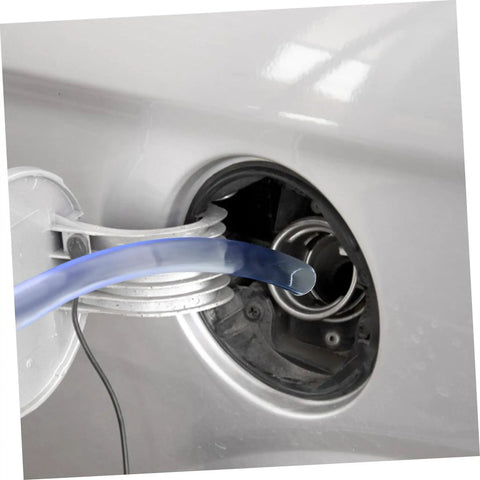 Manual Fuel Transfer Pump With One Way Siphon For Gas And Diesel Easy Hand Pump For Cars And Equipment Backflow Oil Absorber Portable Safe Fuel Transfer No Mess Quick Fill Reliable Hand Siphon Pump blue tube inserted into a car fuel filler neck