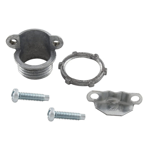 Kyuionty 4-piece 1/2 in zinc clamp-type cable connectors for metallic conduit with screws and mounting strap