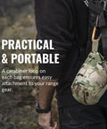 Support Bag For Shooting Rest Large Canister 500D Durable Construction Multicam, attached to backpack with carabiner