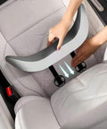 Heavy Duty Memory Foam Lumbar Support Cushion For Tesla Cybertruck Seats being adjusted on a white seat.