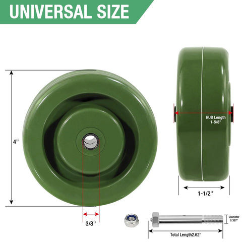 High temp oven caster wheels 4 inch universal size for industrial use with detailed dimensions shown.
