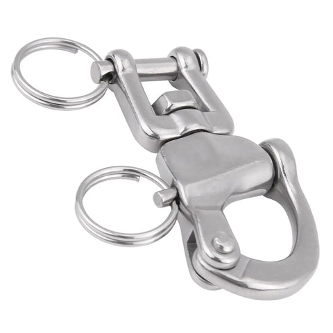 Killer Strength 316 Stainless Steel Jaw Swivel Snap Shackle With Quick Release Pin For Sailboat Halyard And Spinnaker Hook Straight Up Marine Gear Heavy Duty Hardware 70mm