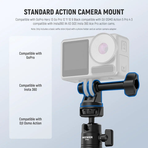 Tiny But Mighty Mini Desk Selfie Stick Tripod For iPhone GoPro Insta360 Android And Webcams, action camera mount details