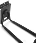 Close-up of Beefy Two Pack Heavy Duty Slatwall Hooks for Garage Storage Double Holder Hanger Organizer, black metal design